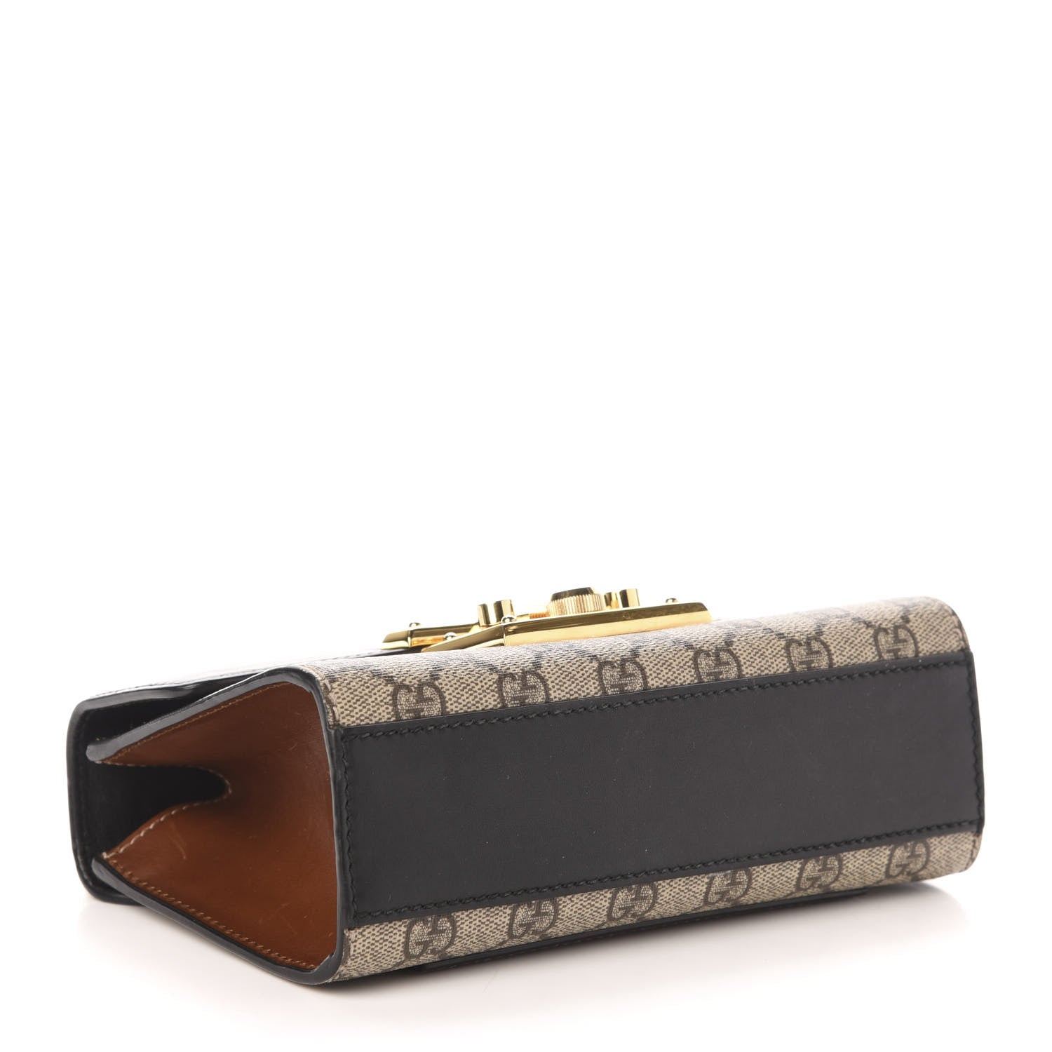 Gucci GG Supreme Monogram Calfskin Small Padlock Shoulder Bag Beige Black Cuir 4 of 15
