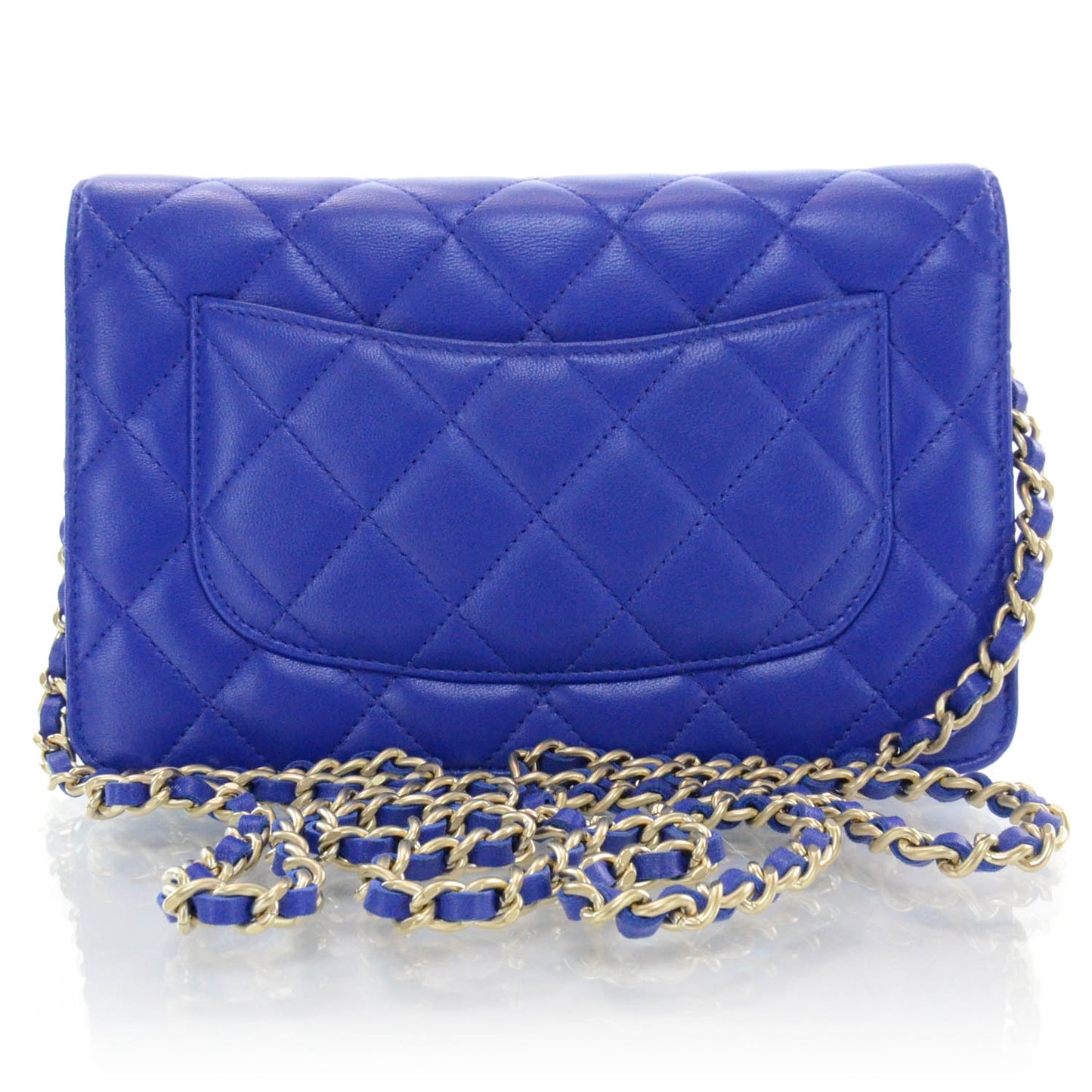 Lambskin Quilted Wallet On Chain WOC Royal Blue