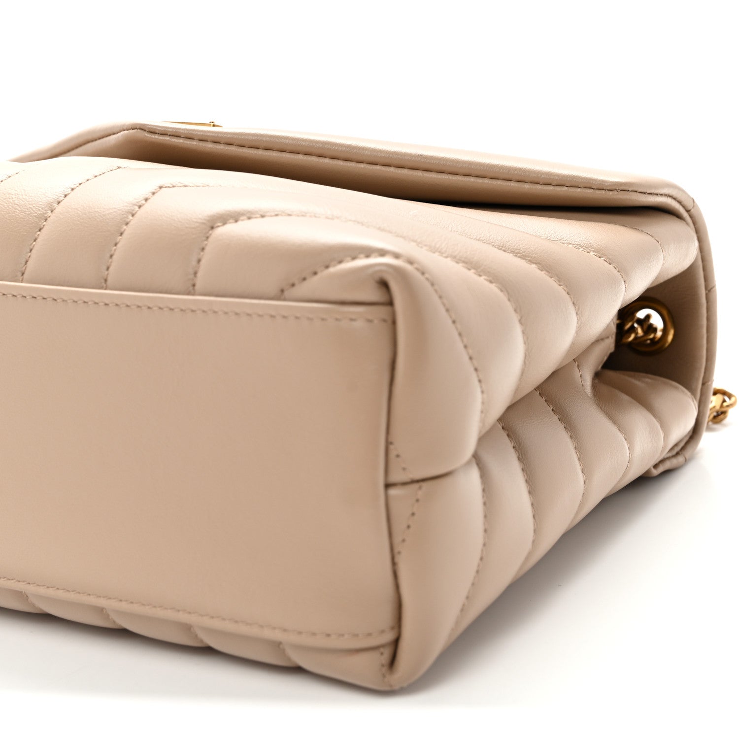 Saint Laurent Calfskin Y Quilted Monogram Small Loulou Chain Satchel Dark Beige 10 of 10