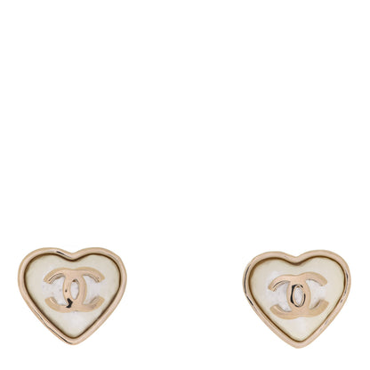 Chanel Pearl CC Heart Earrings Gold 1 of 5