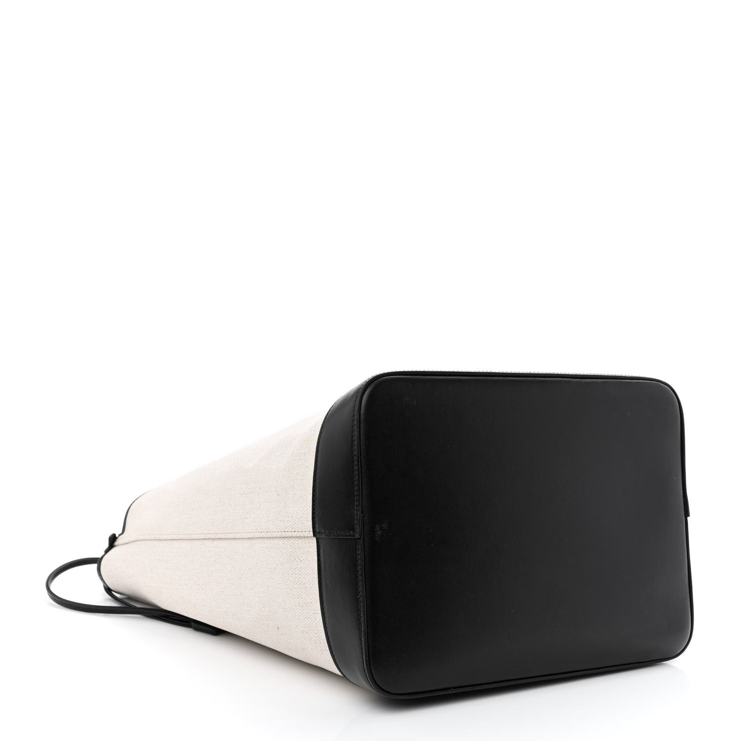 Canvas Calfskin Teddy Drawstring Shopping Tote White Black