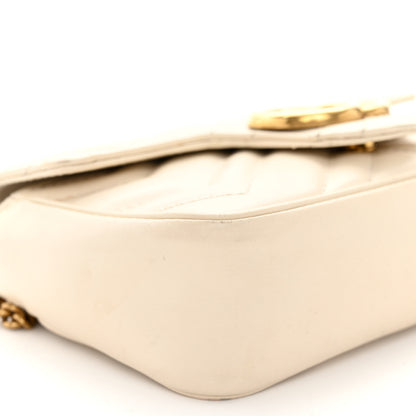 Gucci Calfskin Matelasse Super Mini GG Marmont Shoulder Bag White 9 of 11