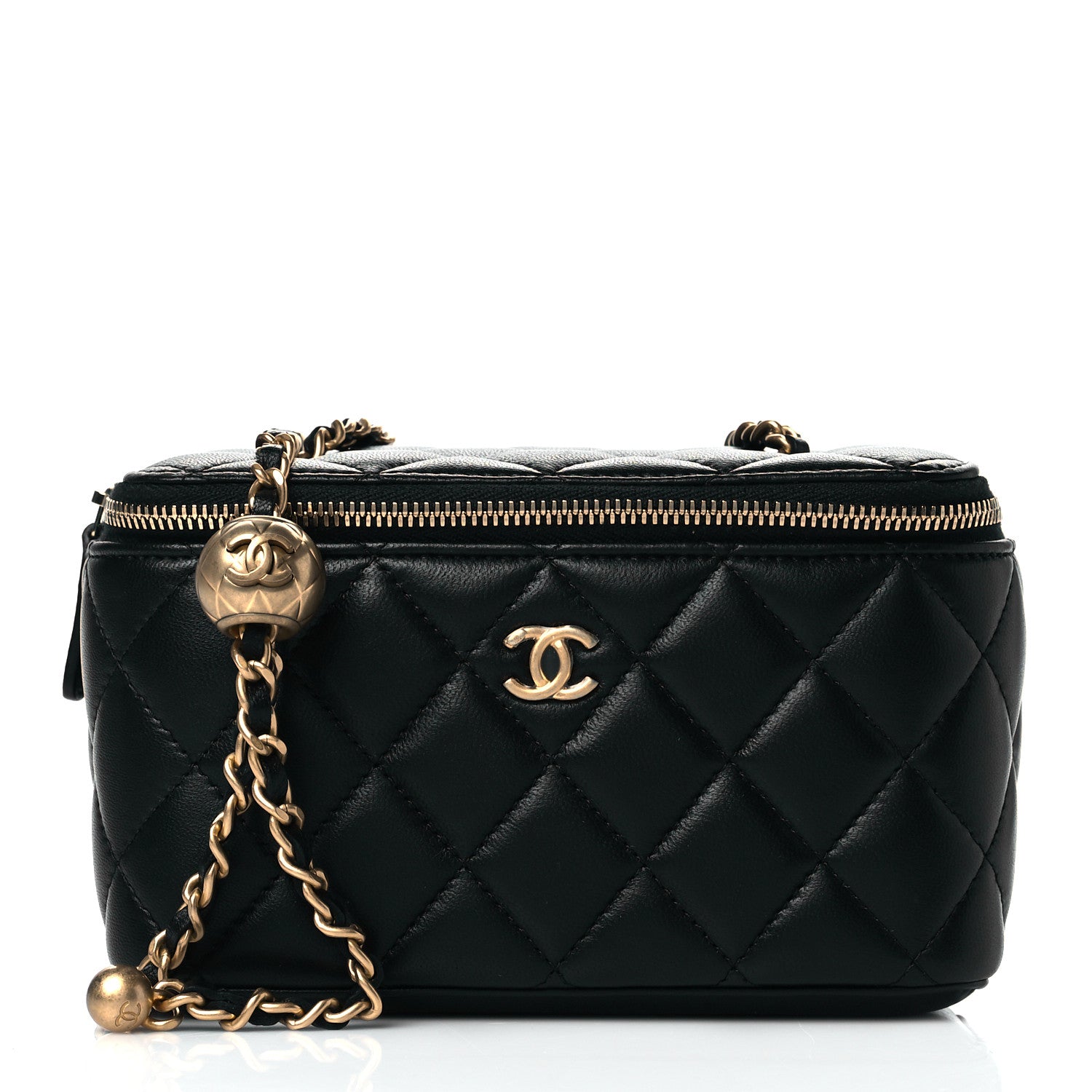 Chanel Lambskin Quilted Small Pearl Crush Vanity Case With Chain Black 1 of 11