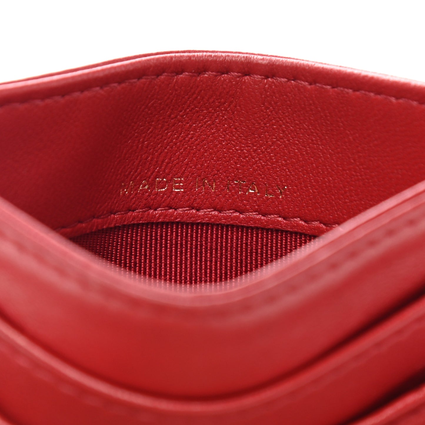 Lambskin Quilted Card Holder Red