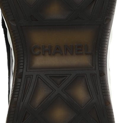 Chanel Fabric Suede CC Sneakers 38 Black Dark Grey 6 of 8