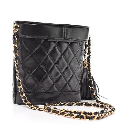 Chanel Lambskin Quilted Tassel Shoulder Bag Black 3 of 14