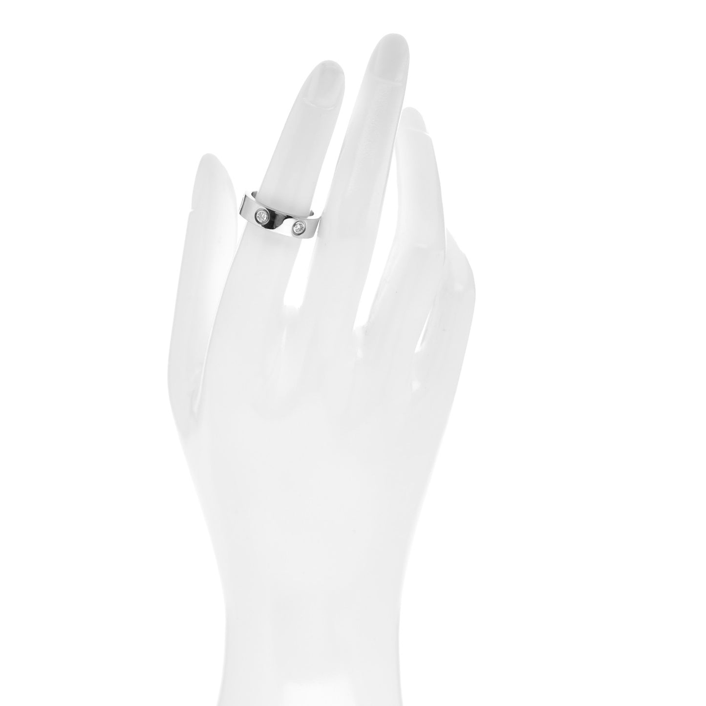 18K White Gold 6 Diamond 5.5mm LOVE Ring 52 6
