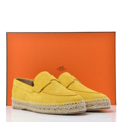 Hermes Suede Goatskin Womens Trip Espadrilles 37 Jaune Citron 13 of 13