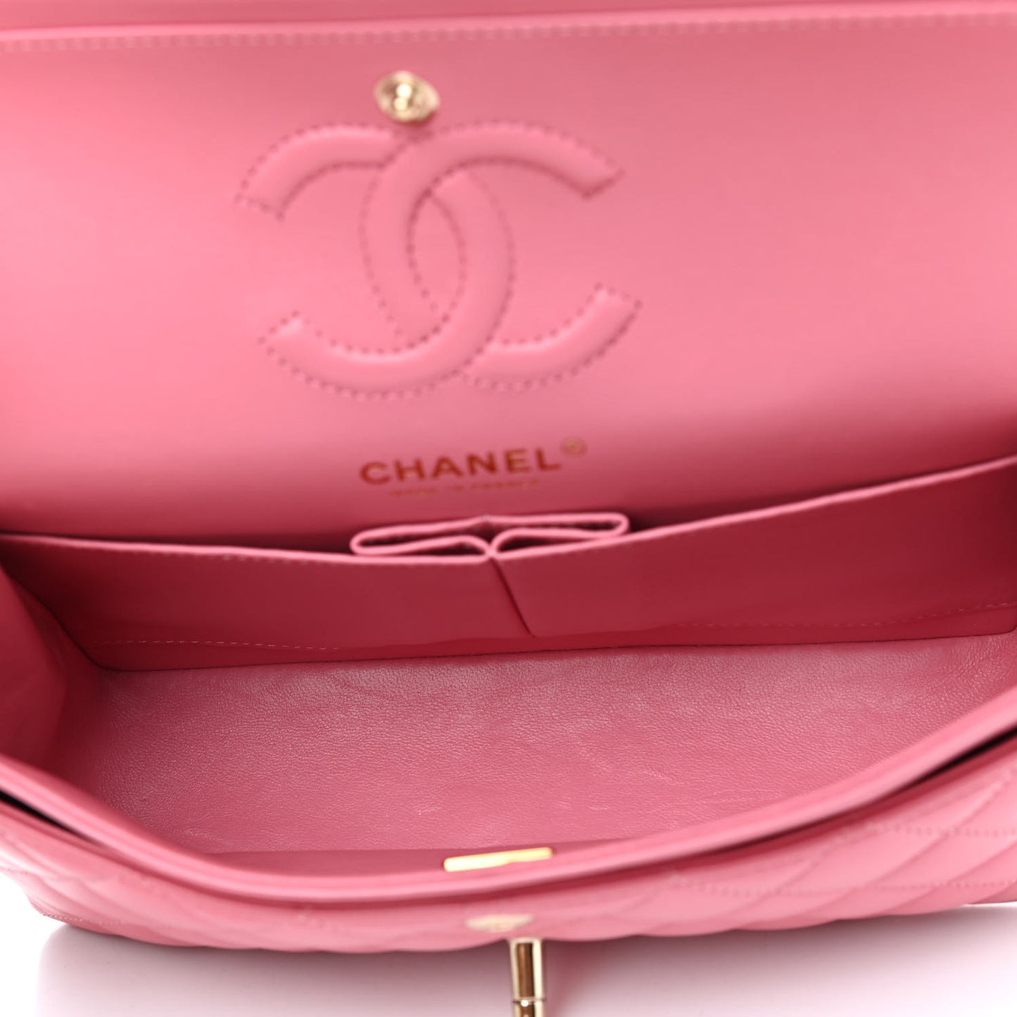 Lambskin Quilted Small Double Flap Pink