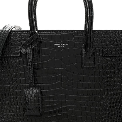 Saint Laurent Calfskin Crocodile Embossed Baby Sac De Jour Black 8 of 11