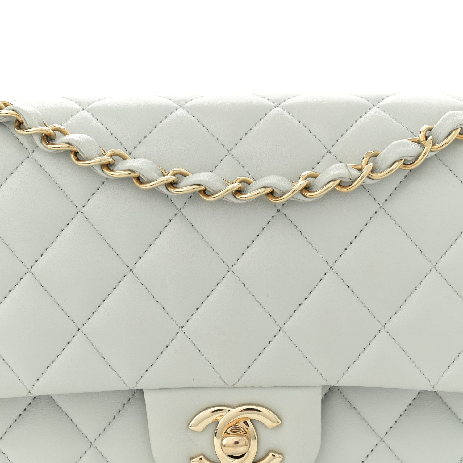 Chanel Lambskin Quilted Medium Double Flap Light Blue 8 of 14