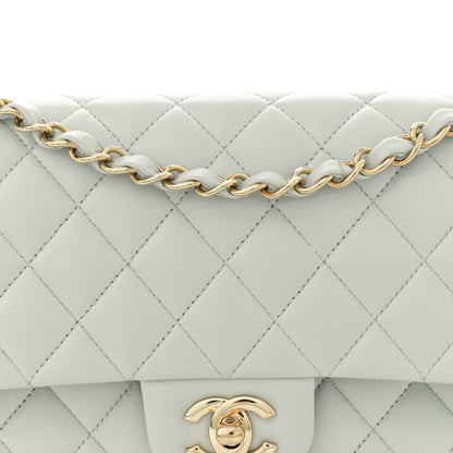 Chanel Lambskin Quilted Medium Double Flap Light Blue 8 of 14