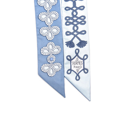 Hermes Silk Galons Et Brandebourg Twilly Ciel Ocean White 4 of 4