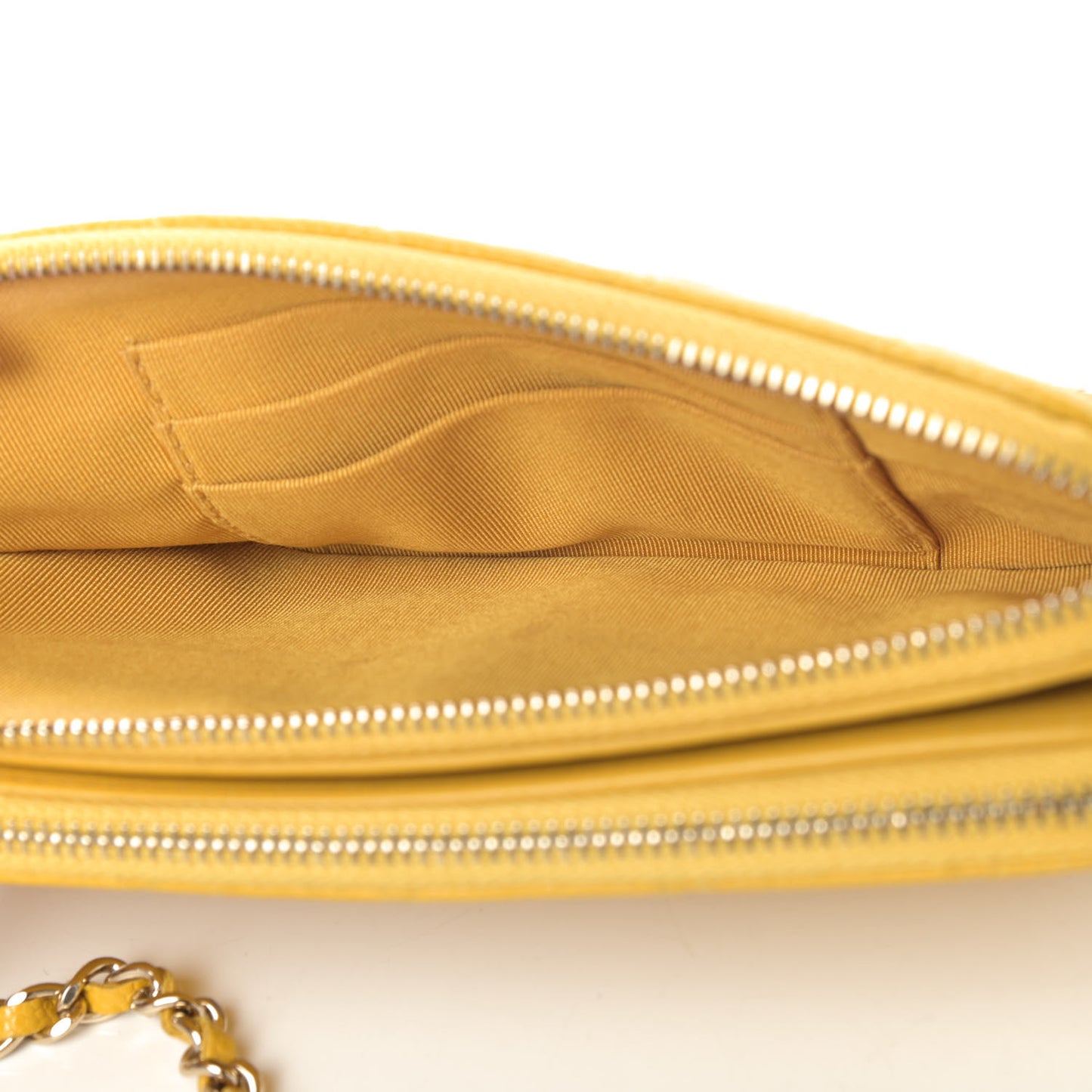 Caviar Quilted Small Clutch With Chain Yellow