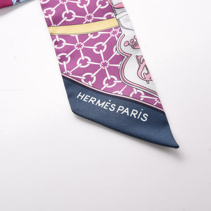 Hermes Silk La Promenade Du Matin Twilly Prune Rose Mauve 2 of 4