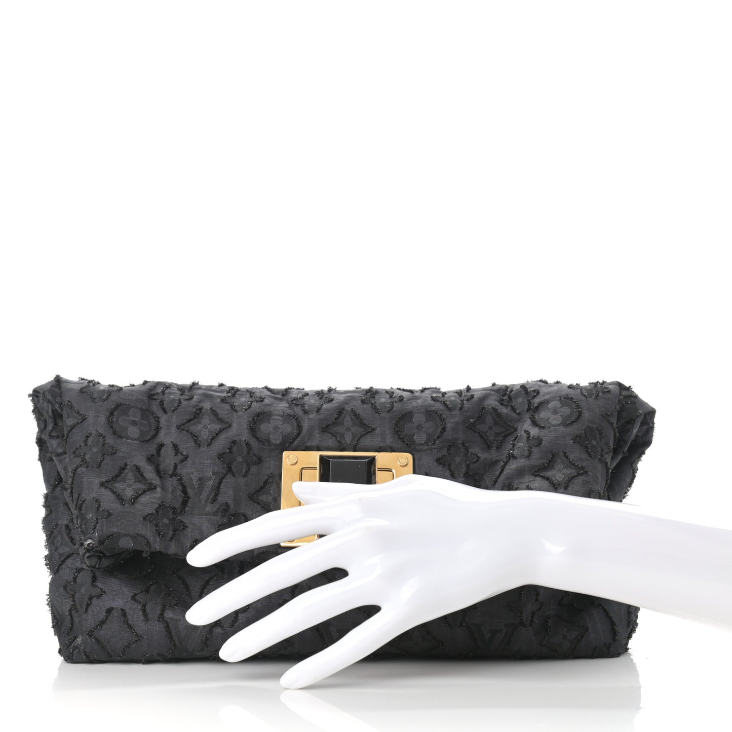 Lurex Quilted Monogram Altair Clutch Black