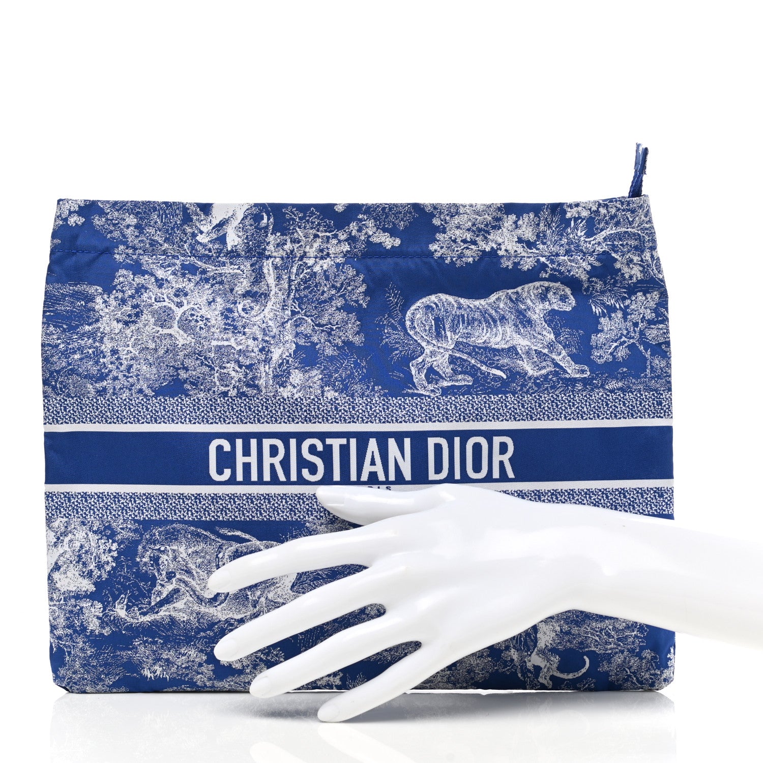 Christian Dior Embroidered Toile De Jouy Diortravel Zipped Pouch Blue 2 of 9