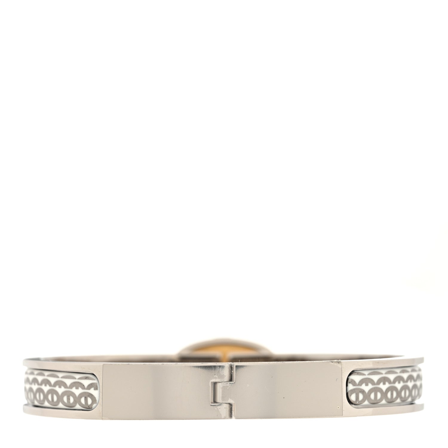 Hermes Enamel Mini Clic Chaine d'Ancre Bracelet Orfevre White Platine White 3 of 5