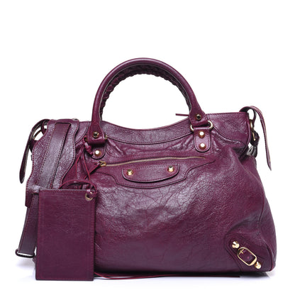 Balenciaga Lambskin Classic Gold Hardware Velo Violet Prune 1 of 17