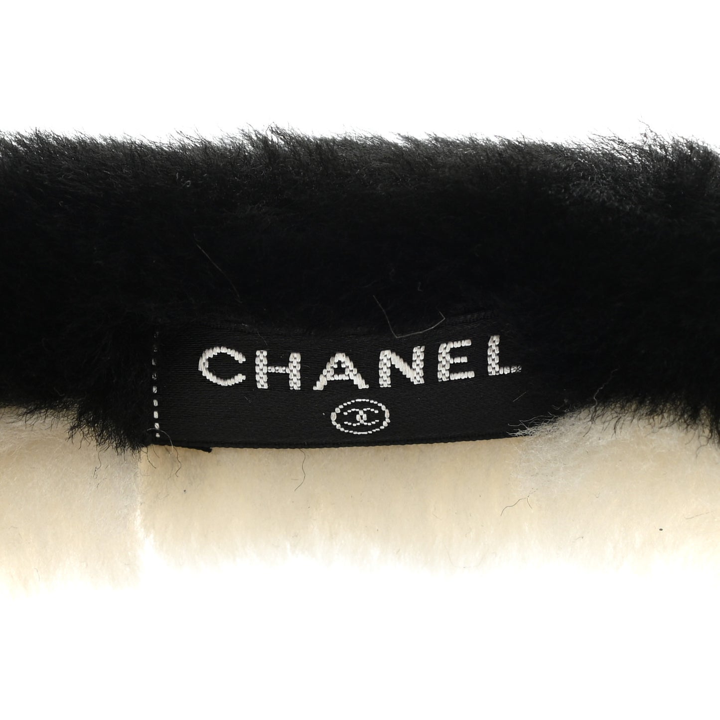 Shearling CC Ear Muffs Black White