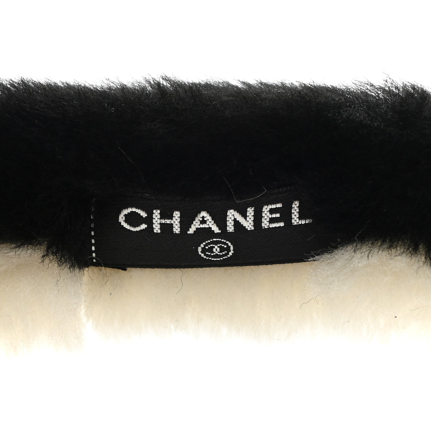 Chanel Shearling CC Ear Muffs Black White 5 of 5