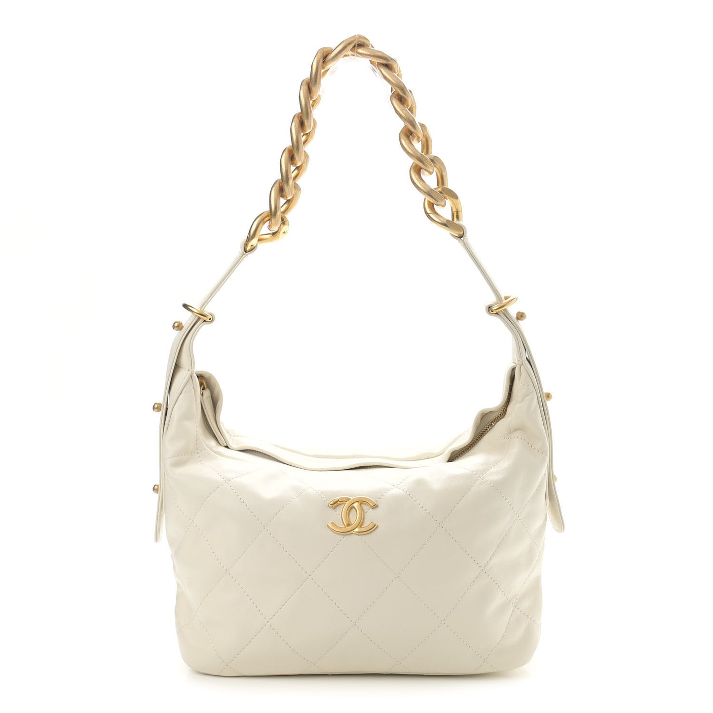 Calfskin Quilted Daily Hobo White