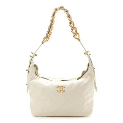 Chanel Calfskin Quilted Daily Hobo White 1 of 11