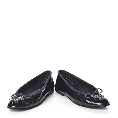 Chanel Patent CC Ballerina Flats 35 Navy 5 of 11