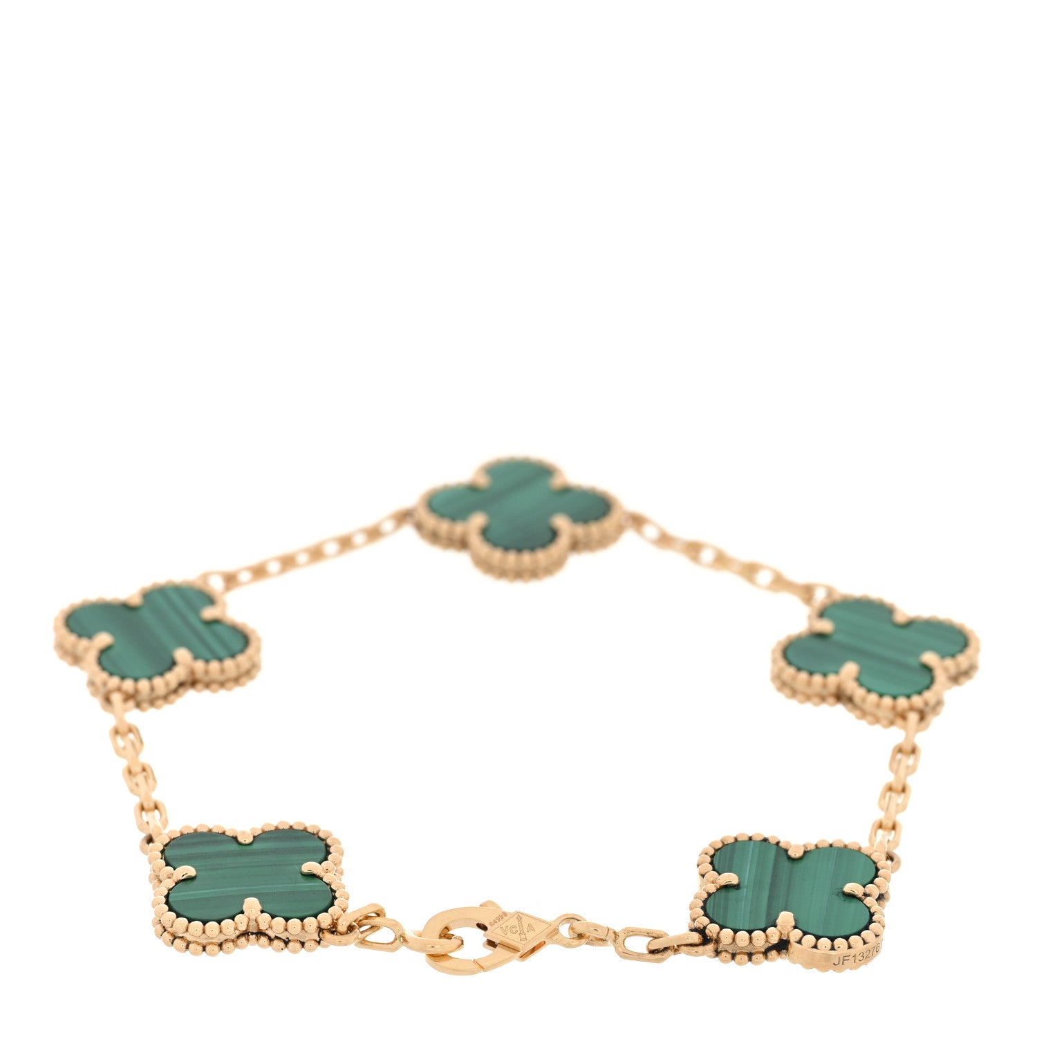 Van Cleef & Arpels 18K Yellow Gold Malachite 5 Motifs Vintage Alhambra Bracelet 2 of 4