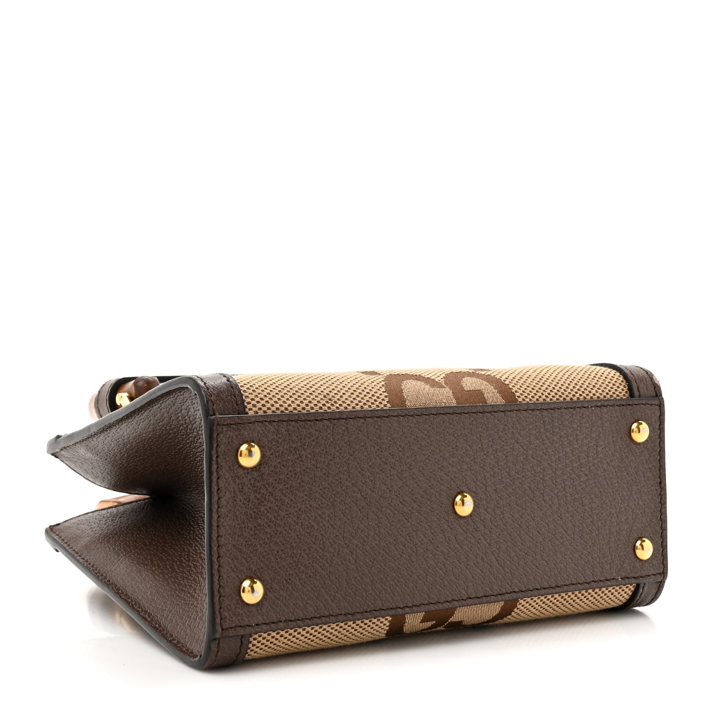 Monogram Jumbo GG Textured Dollar Calfskin Mini Diana Tote Bag Camel Ebony New Acero