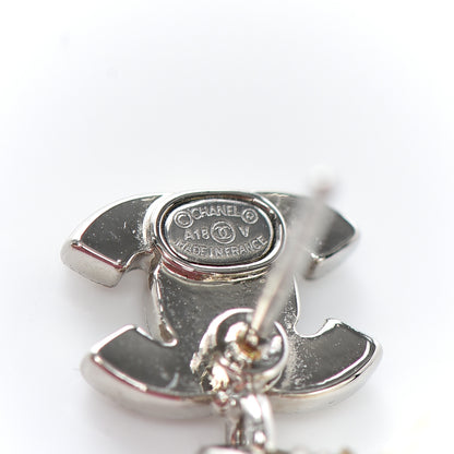 Chanel Crystal Pearl CC Drop Earrings Silver 4 of 4