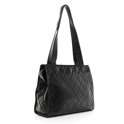 Chanel Lambskin Quilted CC Shopping Tote Black 3 of 10