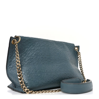 Loewe Goatskin Embossed Avenue Shoulder Bag Blue 3 of 9