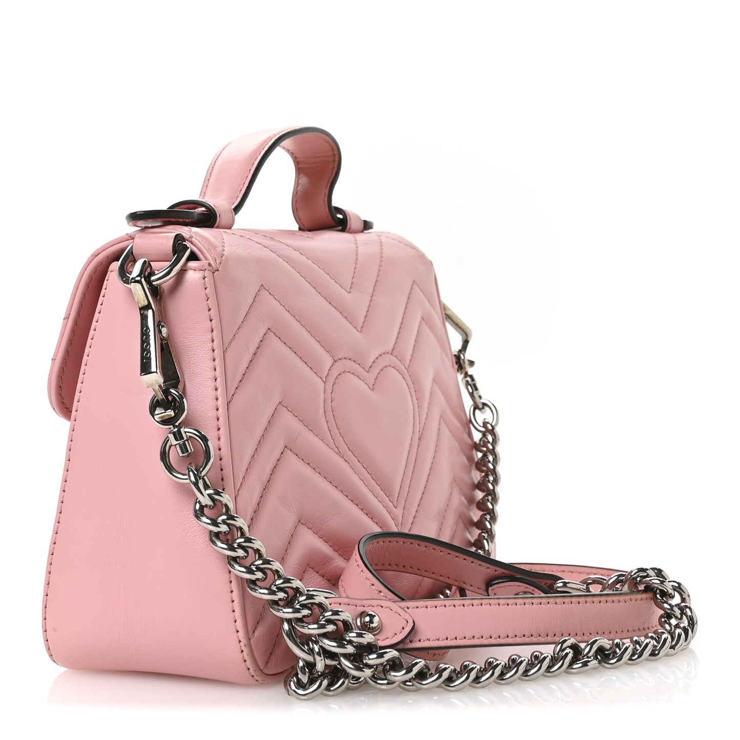 Calfskin Matelasse Mini GG Marmont Top Handle Shoulder Bag Wild Rose