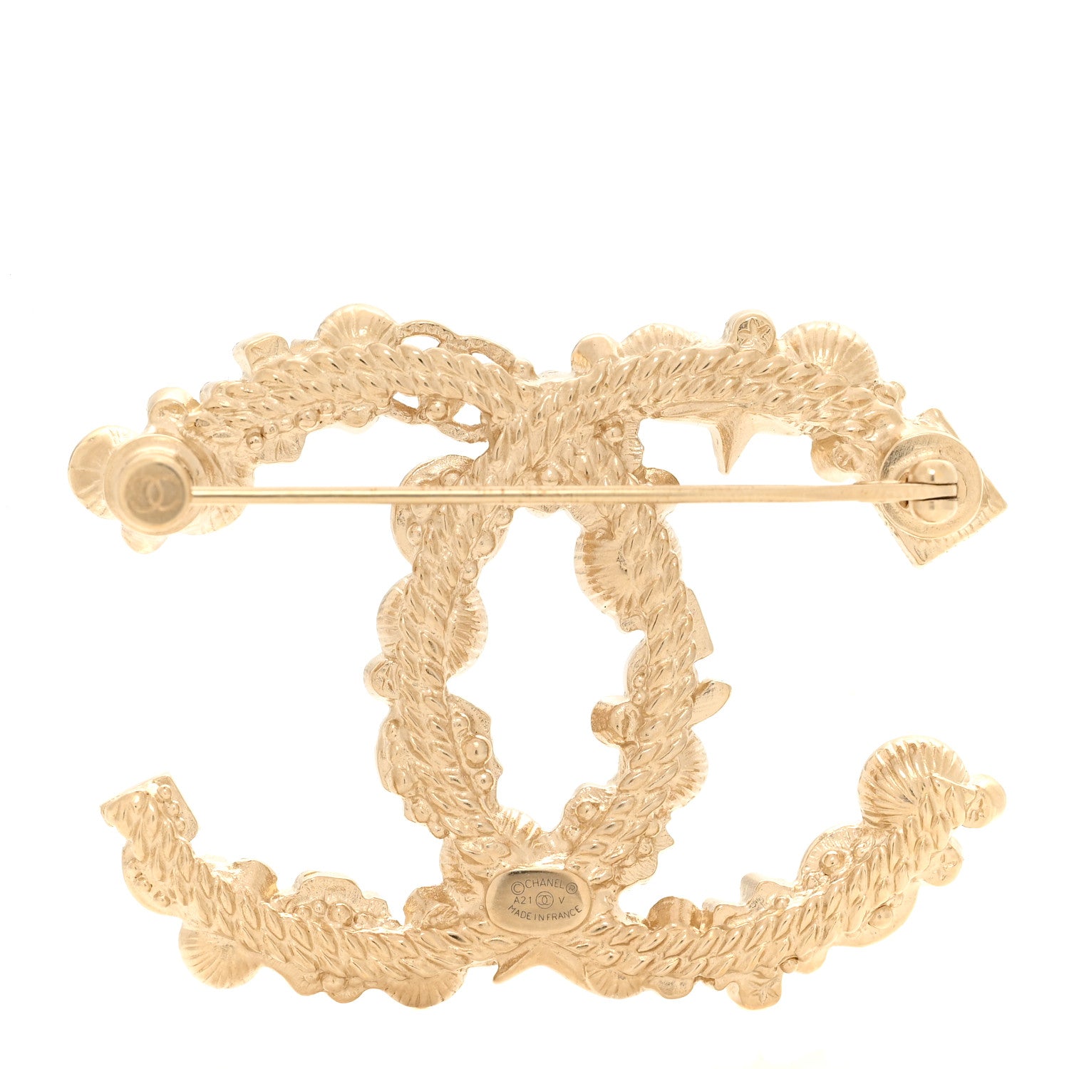 Chanel Pearl Crystal CC Lucky Symbols Brooch Gold 3 of 5