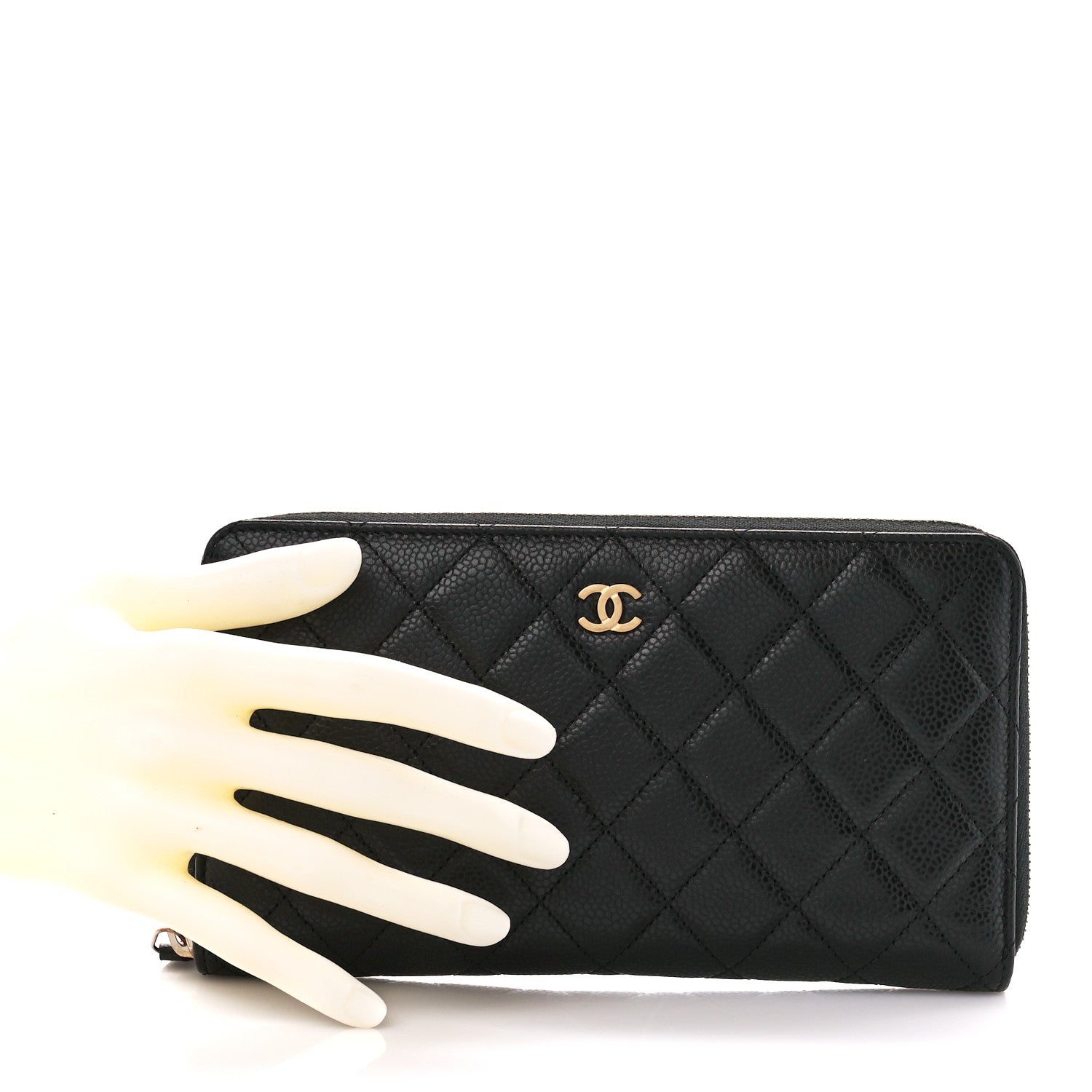 Chanel Caviar Quilted Large Zip Around Organizer Wallet Black 2 of 16