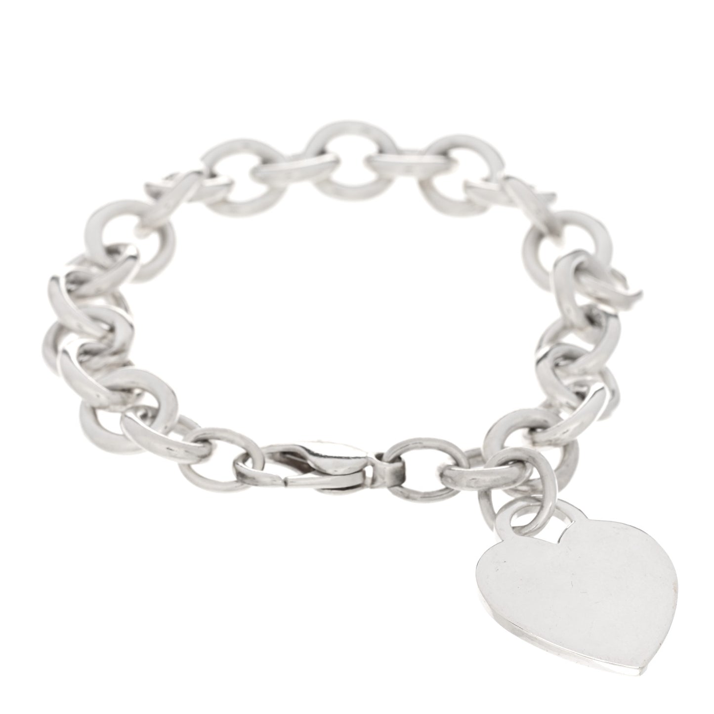 Sterling Silver Heart Tag Charm Bracelet