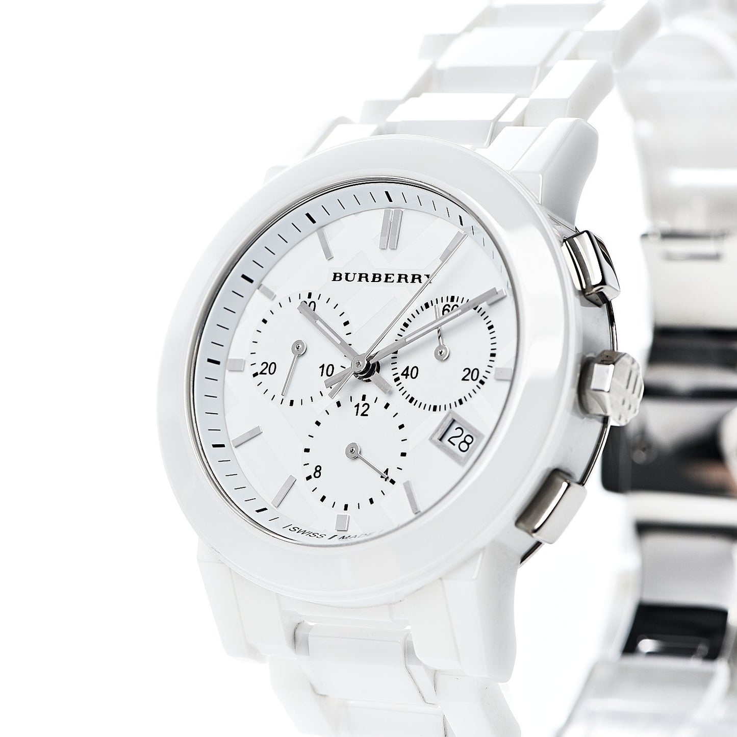 Stainless Steel Ceramic 38mm Chronograph Quartz Watch White BU9080