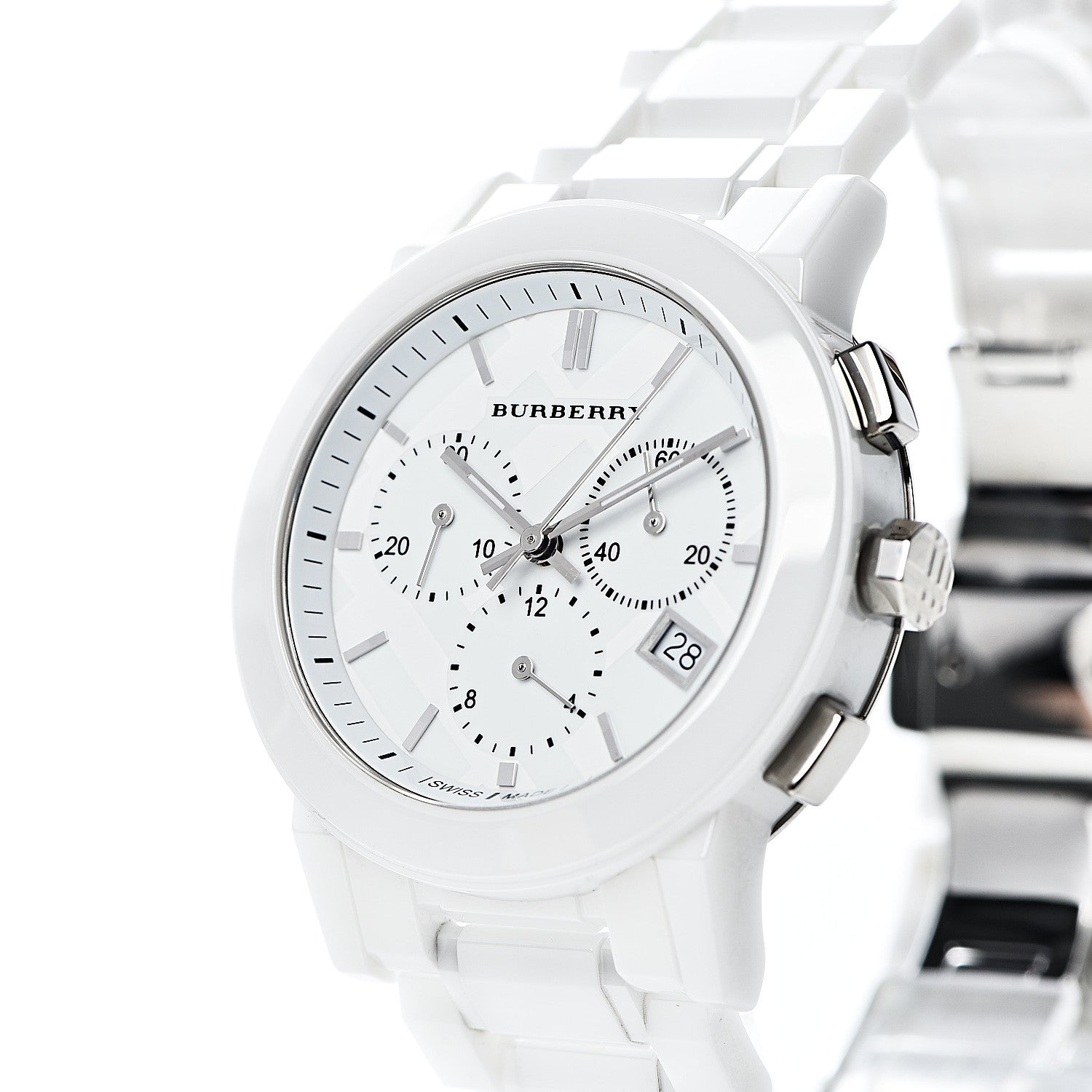 Burberry Stainless Steel Ceramic 38mm Chronograph Quartz Watch White BU9080 7 of 8