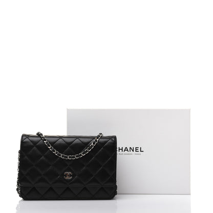 Chanel Lambskin Quilted Wallet On Chain WOC Black 17 of 17