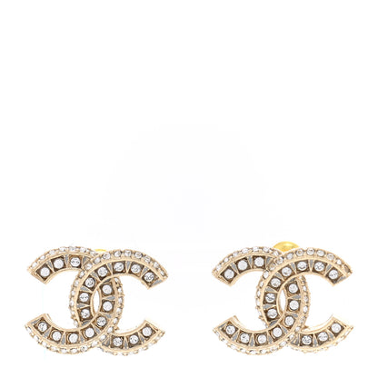 Chanel Crystal Timeless CC Earrings Light Gold 1 of 5