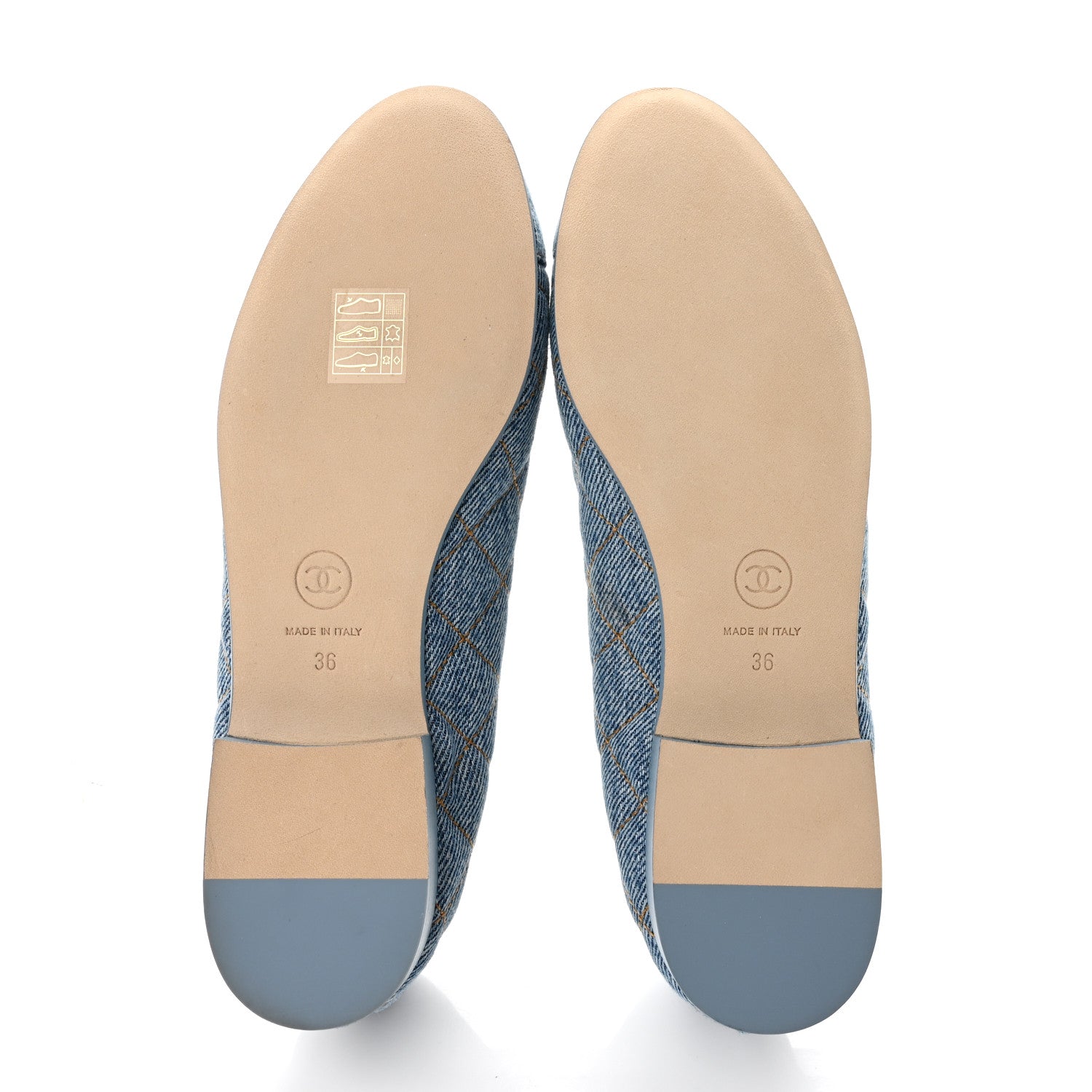 Chanel Denim Quilted CC Cap Toe Ballerina Flats 36 Light Blue 6 of 10