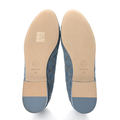 Chanel Denim Quilted CC Cap Toe Ballerina Flats 36 Light Blue 6 of 10
