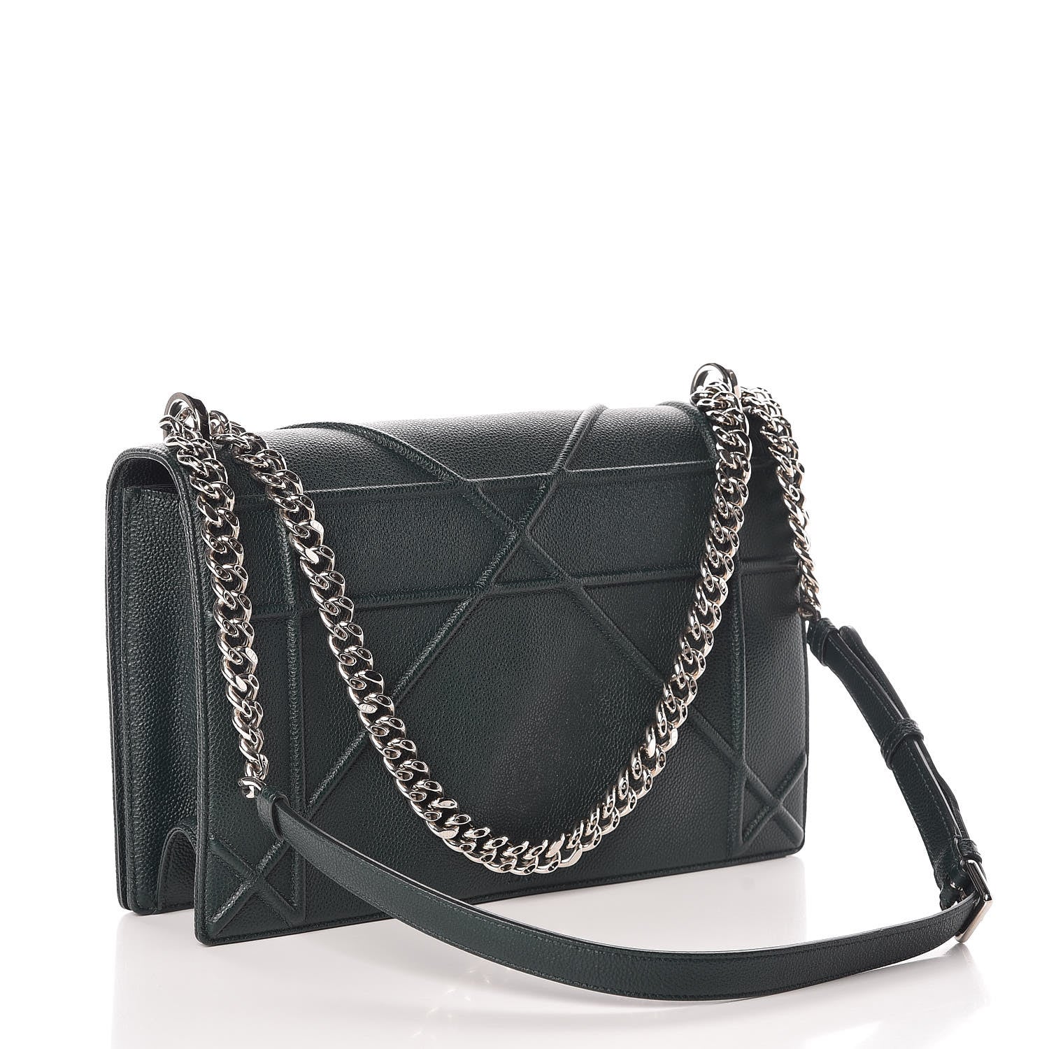 Christian Dior Grained Calfskin Large Diorama Flap Bag Green 3 of 9