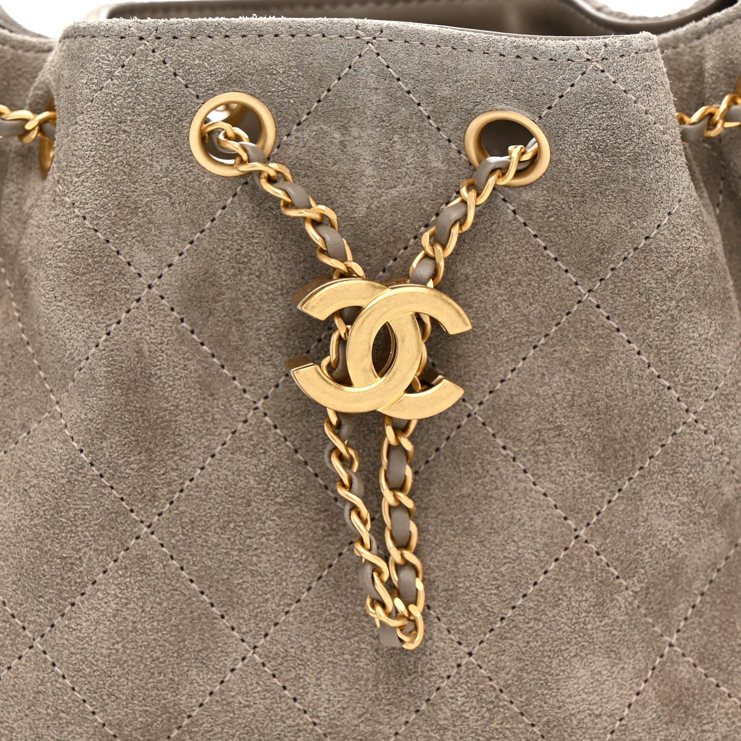 Suede Quilted Mini Chanel 25 Handbag Dark Grey