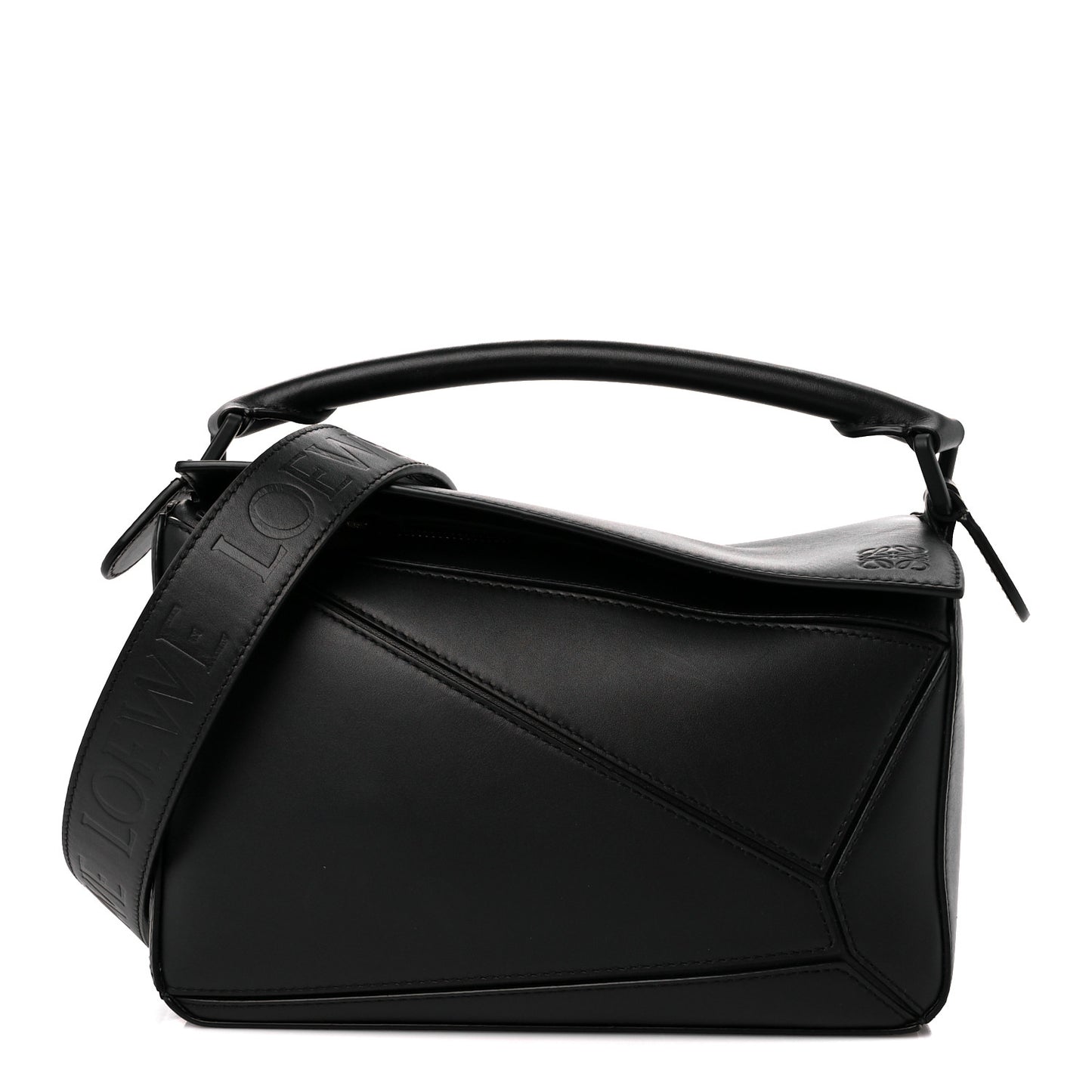 Satin Calfskin Small Puzzle Bag Black