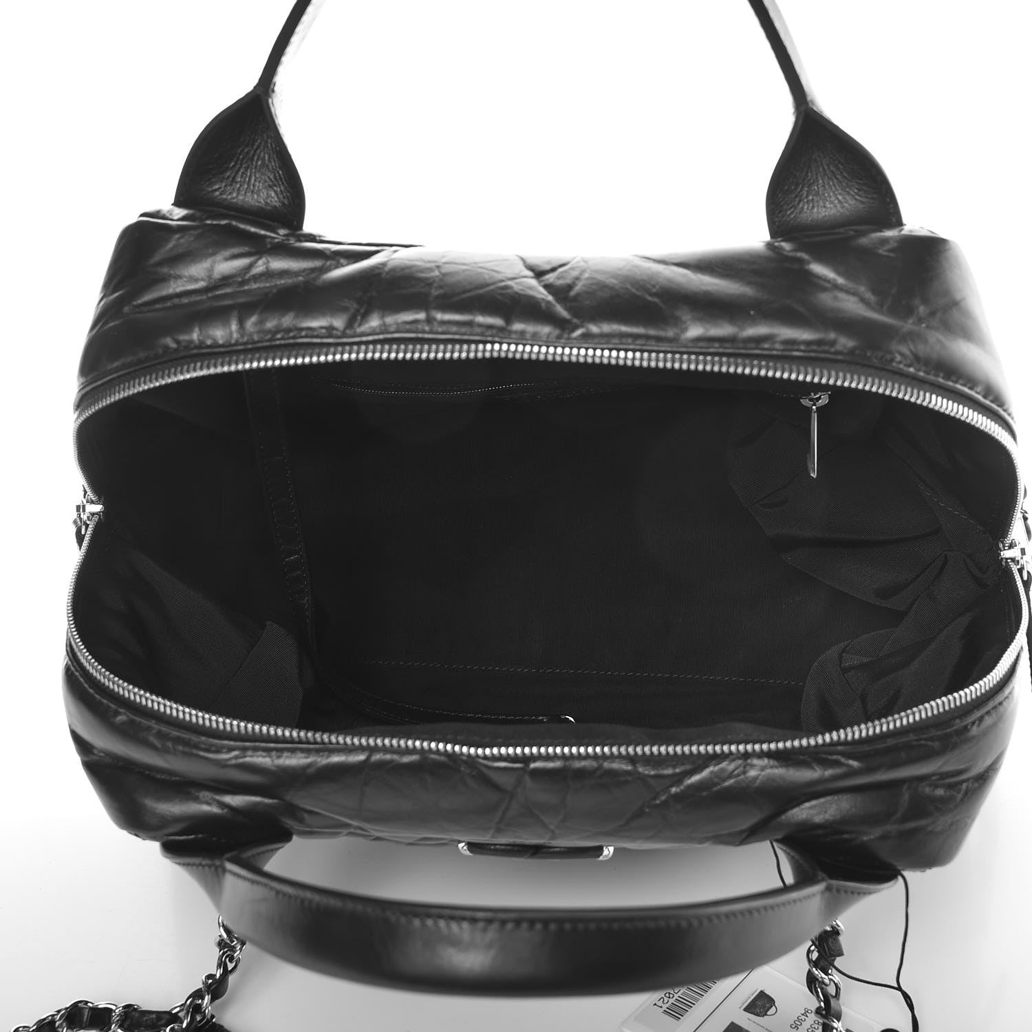 Chanel Aged Calfskin Chevron Medium Soft Bowling Bag Black 6 of 10
