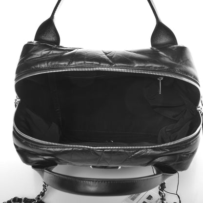 Chanel Aged Calfskin Chevron Medium Soft Bowling Bag Black 6 of 10