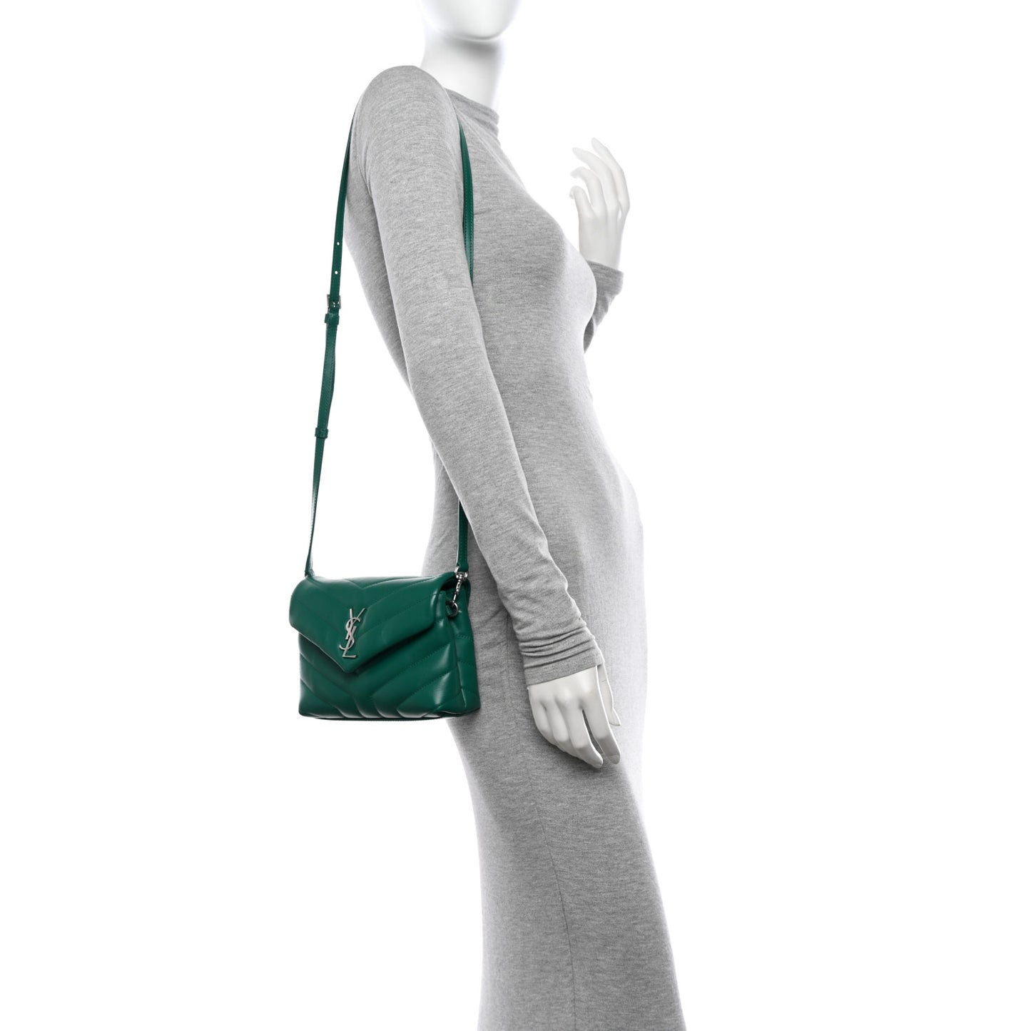 Calfskin Y Quilted Monogram Toy Loulou Crossbody Bag Green Field