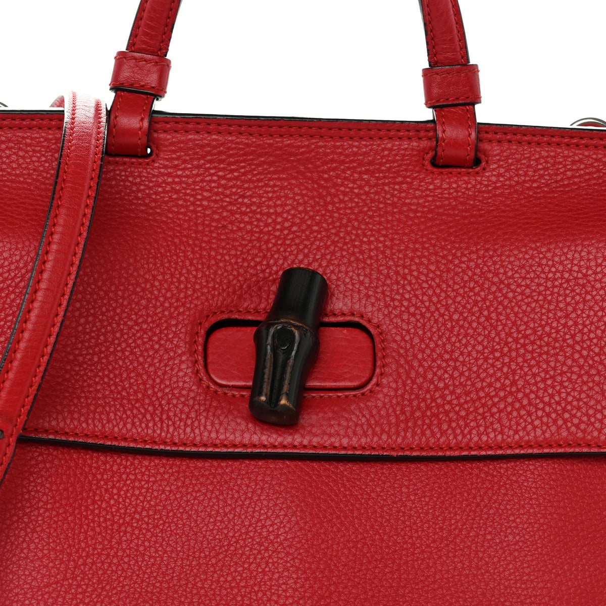 Gucci Cellarius Calfskin Small Bamboo Daily Top Handle Bag Hibiscus Red 7 of 9